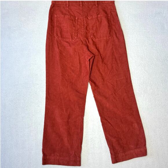 Marine Layer Women's Bridget Corduroy Wide Leg Cropped Stretch Pant Barn Red 12 - Picture 6 of 9